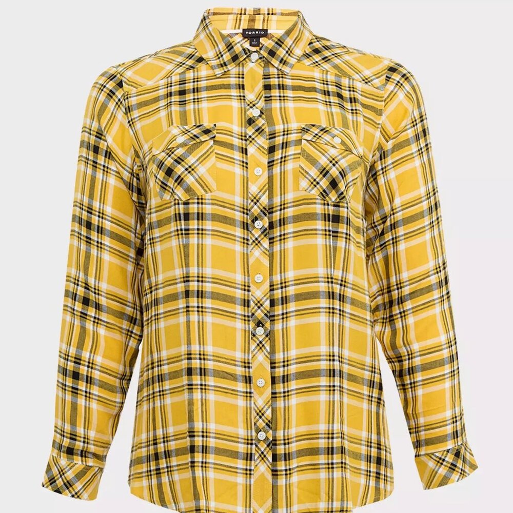 Torrid Challis Button-Down Long Sleeve Shirt